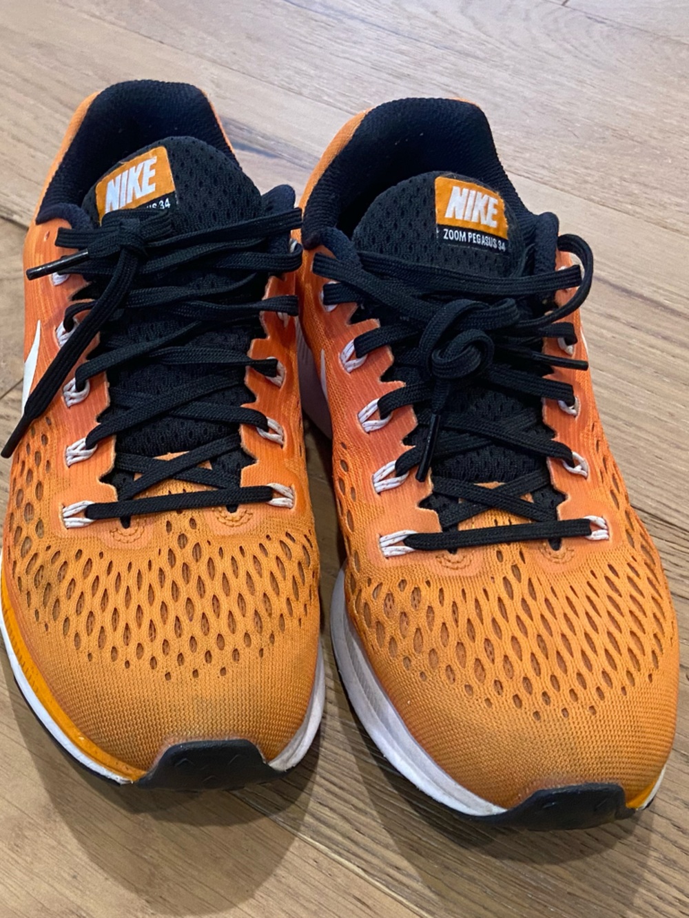 Nike Zoom Pegasus 34 Men’s Tennessee Orange and Black Athletic Running Shoes